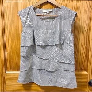 NWOT Ann Taylor Loft grey white sleeveless tank XS
